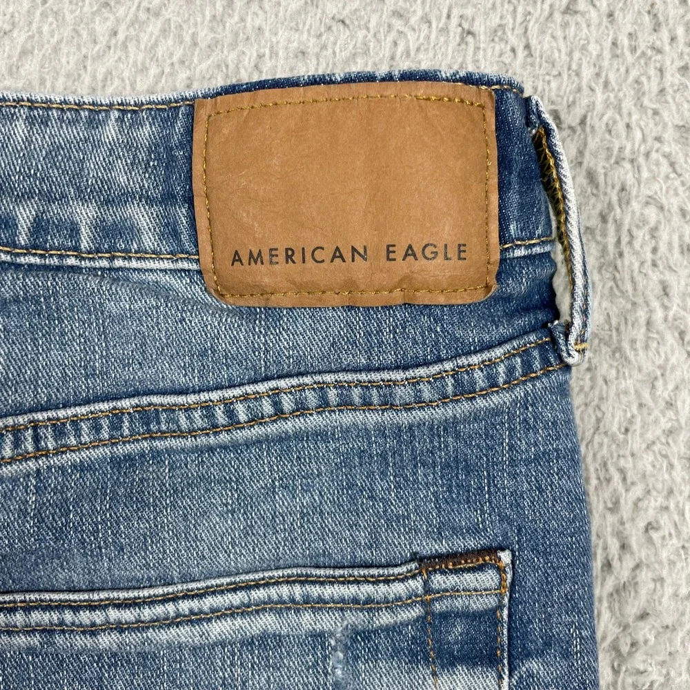American Eagle Jeans Mens 34x34 Blue Athletic Fit Distressed Stretch Airflex NEW